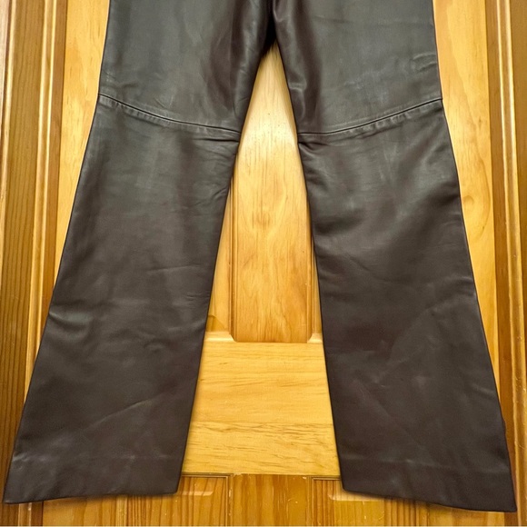 Ralph Lauren Sport Dark Brown Espresso 100% Leather Pants Boot Cut Medium Waist - Picture 11 of 11